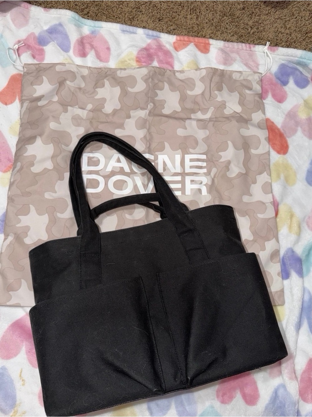 Dagne Dover Black Canvas Tote Bag